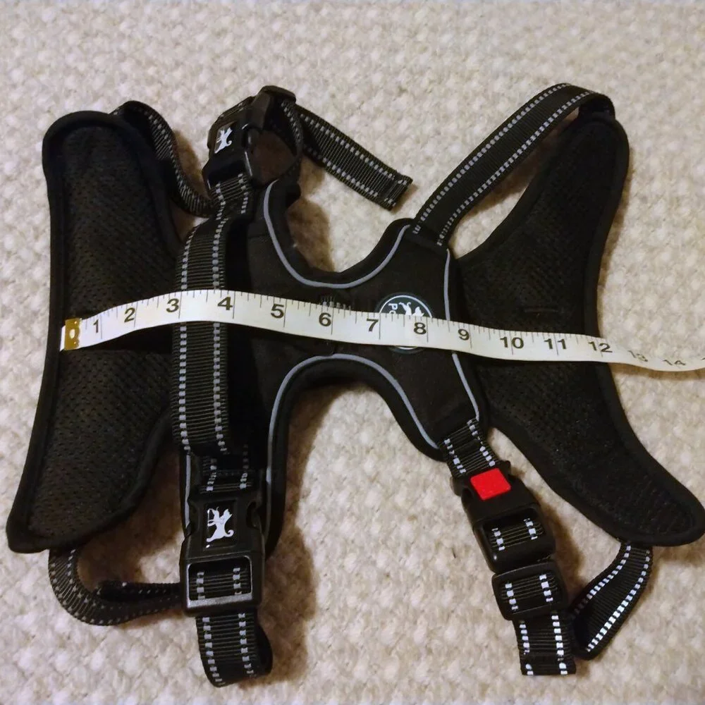 PoyPet XL Dog Harness Black Reflective Mesh No-Pull Adjustable Vest Black